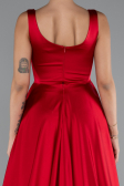 Robe De Soirée Satin Longue Rouge ABU4715