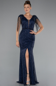 Robe de Soirée Longue Bleu Marine ABU5132