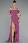 Robe De Soirée Mousseline Longue Couleur Rose ABU4925