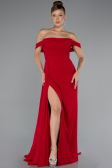 Robe De Soirée Mousseline Longue Rouge ABU4925
