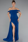 Robe De Soirée Mousseline Longue Bleu Saxe ABU4925