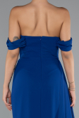 Robe De Soirée Mousseline Longue Bleu Saxe ABU4925