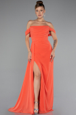 Robe De Soirée Mousseline Longue Orange ABU4925
