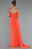 Robe De Soirée Mousseline Longue Orange ABU4925