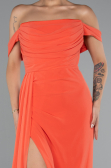 Robe De Soirée Mousseline Longue Orange ABU4925