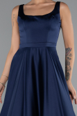 Robe de Soirée Longue Satin Bleu Marine ABU5136