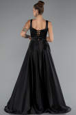 Robe de Soirée Longue Satin Noir ABU5136