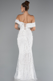 Robe de Soirée Longue Perlé Blanc ABU5137