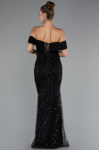 Robe de Soirée Longue Perlé Noir ABU5137