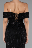 Robe de Soirée Longue Perlé Noir ABU5137