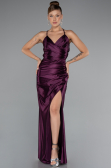 Robe De Soirée Satin Longue Couleur Cerise ABU2800