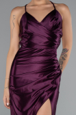 Robe De Soirée Satin Longue Couleur Cerise ABU2800