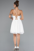 Tenue de Soirée Courte Mousseline Blanc ABK2352