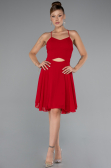 Tenue de Soirée Courte Mousseline Rouge ABK2352