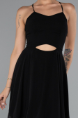 Tenue de Soirée Courte Mousseline Noir ABK2352