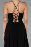 Tenue de Soirée Courte Mousseline Noir ABK2352