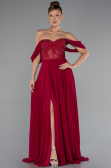 Robe De Soirée Mousseline Longue Prune ABU3310