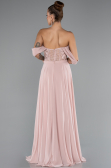 Robe De Soirée Mousseline Longue Poudre ABU3310