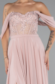 Robe De Soirée Mousseline Longue Poudre ABU3310