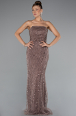 Robe de Soirée Longue Perlé Cuivre ABU5141