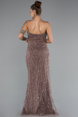 Robe de Soirée Longue Perlé Cuivre ABU5141