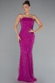 Robe de Soirée Longue Perlé Fushia ABU5141