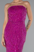 Robe de Soirée Longue Perlé Fushia ABU5141