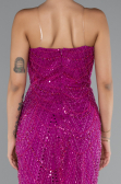 Robe de Soirée Longue Perlé Fushia ABU5141