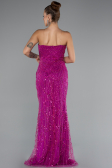 Robe de Soirée Longue Perlé Fushia ABU5141