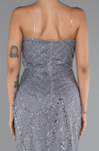 Robe de Soirée Longue Perlé Gris ABU5141