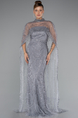 Robe de Soirée Longue Perlé Gris ABU5141