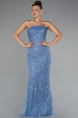 Robe de Soirée Longue Perlé Indigo ABU5141