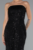 Robe de Soirée Longue Perlé Noir ABU5141