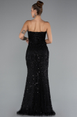 Robe de Soirée Longue Perlé Noir ABU5141