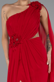 Robe de Soirée Longue Mousseline Rouge ABU5144