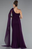 Robe de Soirée Longue Mousseline Violet ABU5144