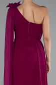Robe de Soirée Longue Mousseline Prune ABU5144