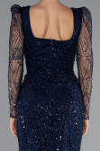 Robe de Soirée Longue Bleu Marine ABU4603