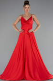 Robe de Soirée Longue Satin Rouge ABU5146