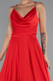 Robe de Soirée Longue Satin Rouge ABU5146
