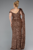 Robe de Soirée Grande Taille Longue Squameuse Cuivre ABU5151