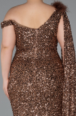 Robe de Soirée Grande Taille Longue Squameuse Cuivre ABU5151