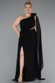 Robe Grande Taille Longue Mousseline Noir ABU5145