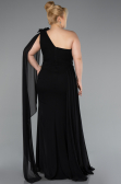 Robe Grande Taille Longue Mousseline Noir ABU5145