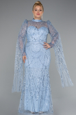 Robe de Soirée Longue Perlé Bleu clair ABU5152