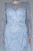 Robe de Soirée Longue Perlé Bleu clair ABU5152