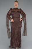 Robe De Fiançailles Grande Taille Longue Perlé Brun ABU5153