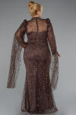 Robe De Fiançailles Grande Taille Longue Perlé Brun ABU5153