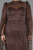 Robe De Fiançailles Grande Taille Longue Perlé Brun ABU5153