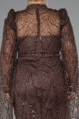 Robe De Fiançailles Grande Taille Longue Perlé Brun ABU5153